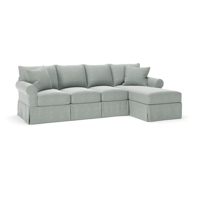 Amari Slipcovered Sectional with Sleeper Sofa, Right Hand Facing, Conversation Capri Basketweave