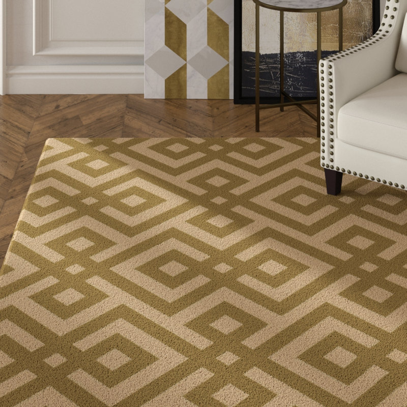 Tapis décoratif en laine à motif géométrique Touffeté à la main Marina, Rectangle 9 pi x 13 pi