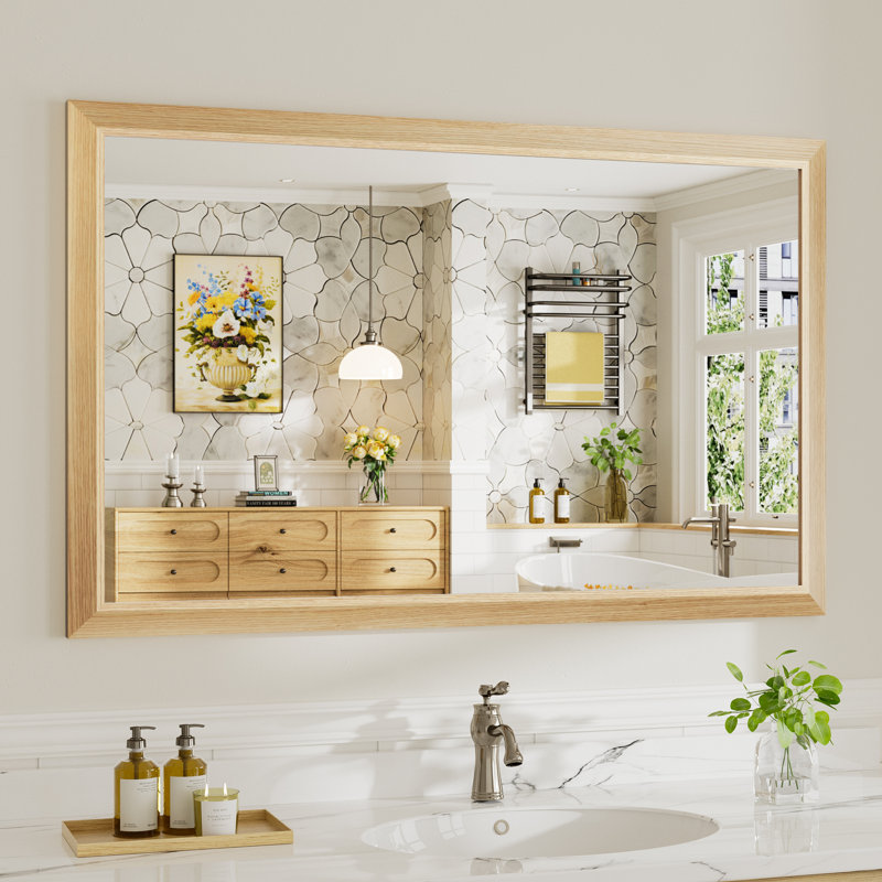 Miroirs de salle de bain modernes et contemporains en métal biseauté rectangulaire / carré avec verre trempé HD