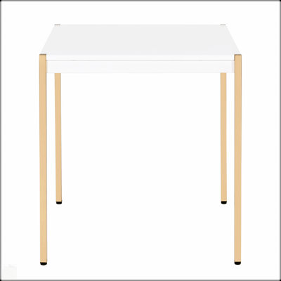 White And Gold Square End Table With Modern Design, Perfect For Stylish And Functional Living Spaces