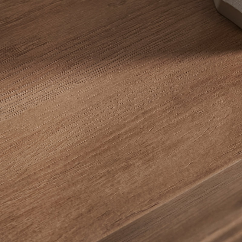 Modern Side Table with Drawers, Medium Brown Oak