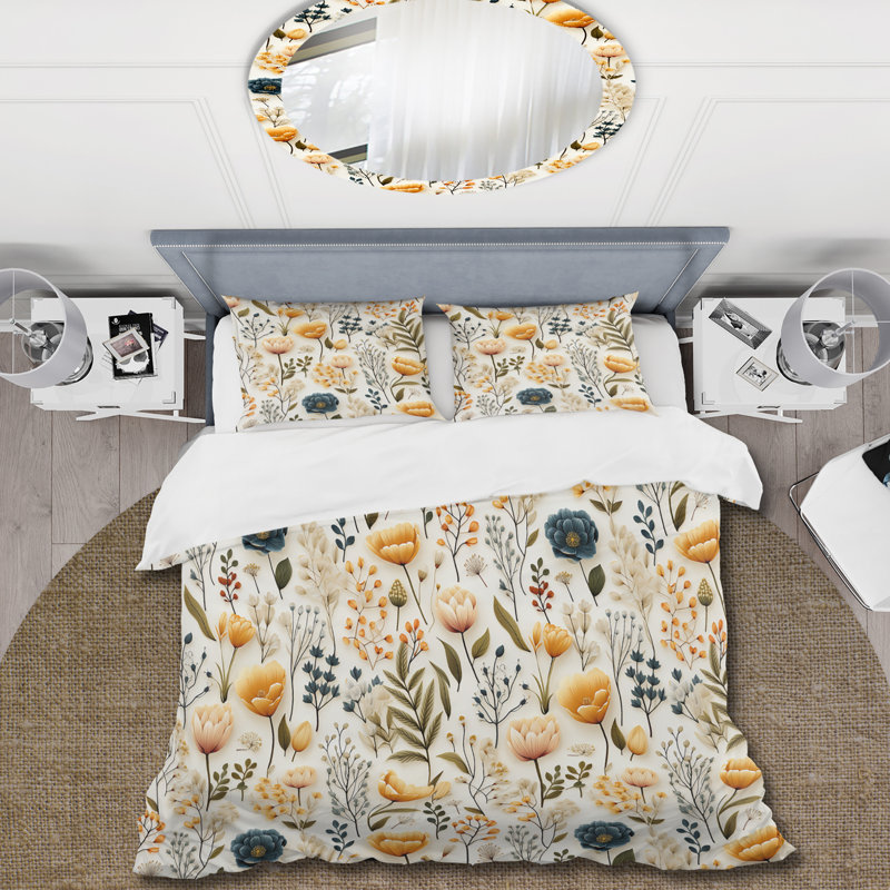 Ensemble de housse de couette Earthy Multicolor Palet Botanical I, Housse de couette pour très grand lit et 2 très