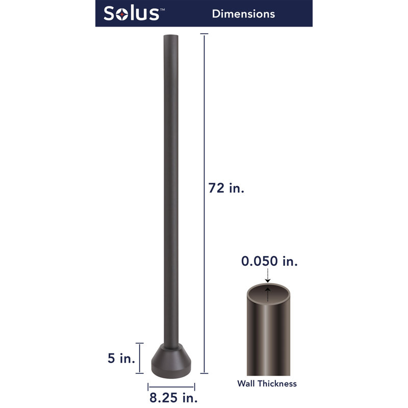 Solus 6ft. Surface Mount Lamp Post with Aluminum Base Cover, Bronze