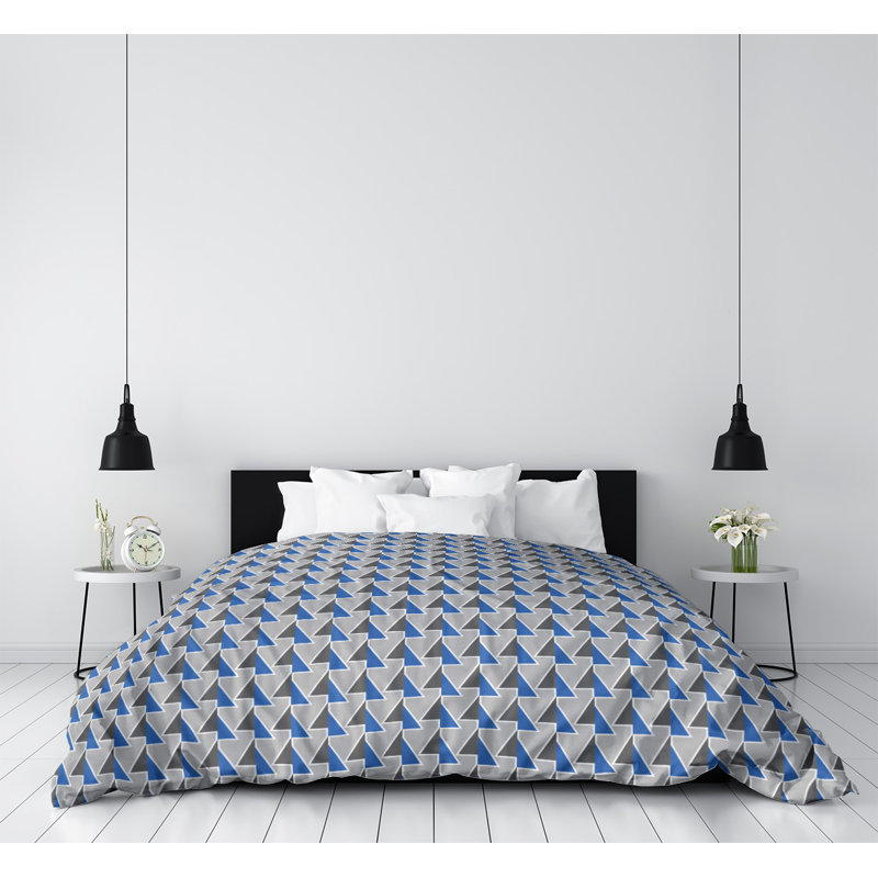 Housse de couette simple à motif de flèches changeées, Housse de couette pour lit simple, bleu, Polyester brossé