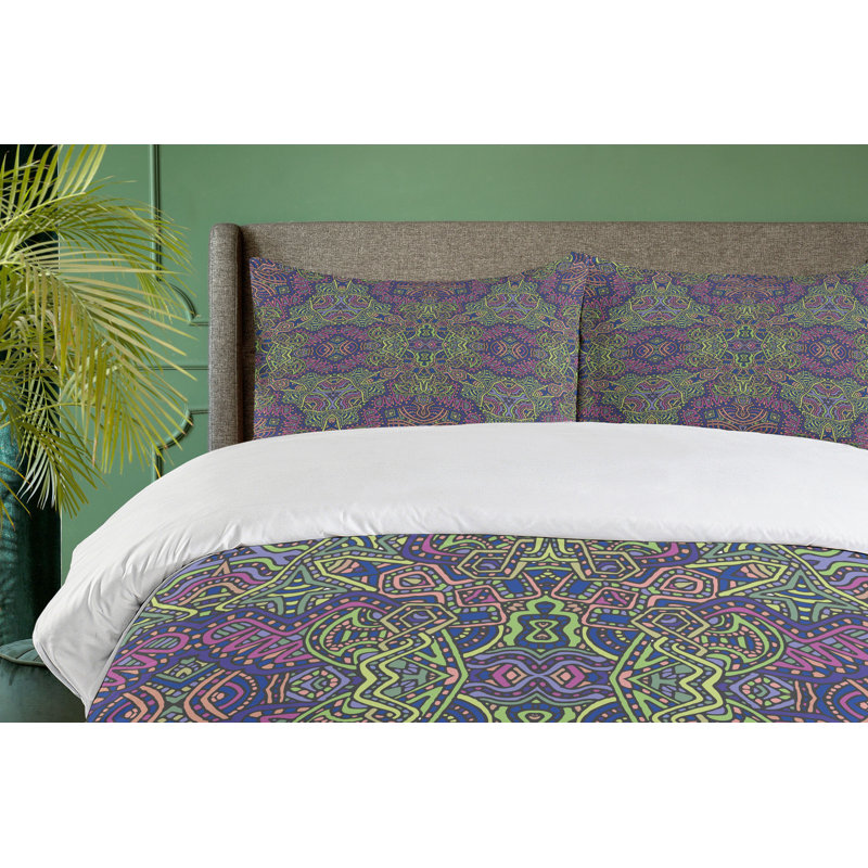 Traditional Polyester Abstract Duvet Cover, Queen Duvet Cover + 2 Pillow Sham