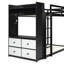 Lit simple superposé simple avec 4 tiroirs de rangement, rail suspendu, bande lumineuse et tablettes intégrées et 2 panneaux perforés, noir, 3 couleurs disponibles-637360394