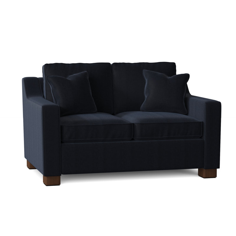 Aceyon Upholstered 56'' Loveseat, Walnut, Entice Indigo