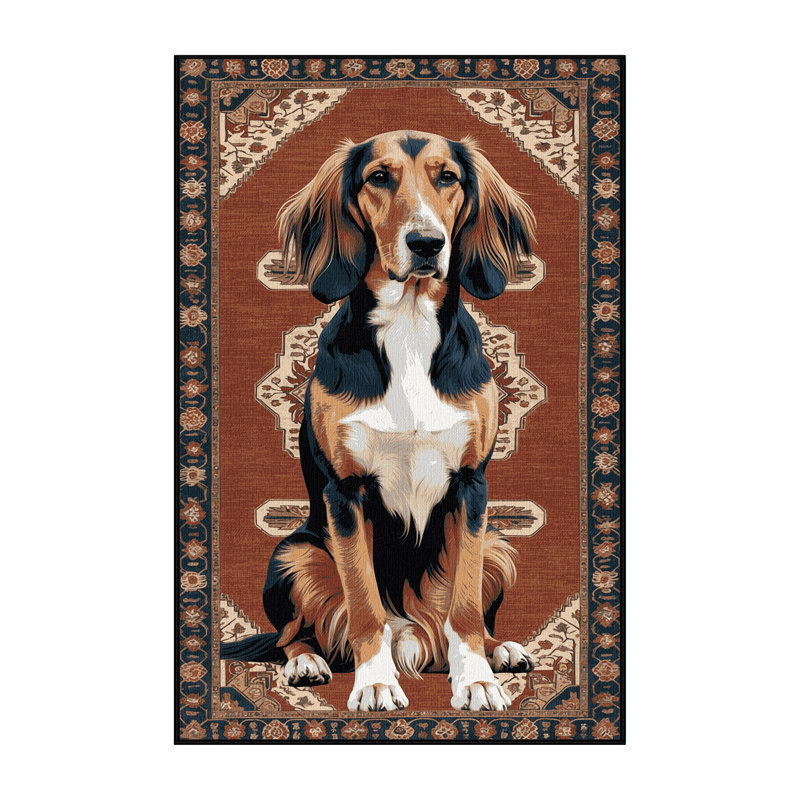 Washable Afghan Hound Dogs Area Rug, Rectangle 5' x 7'