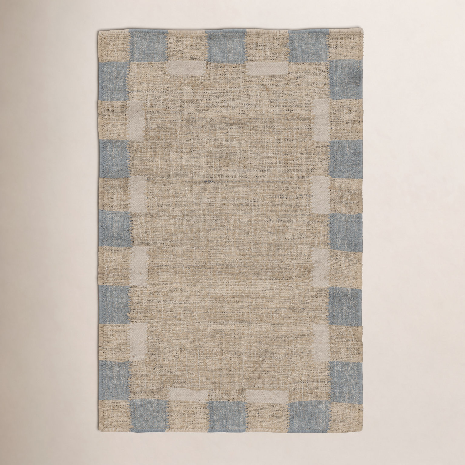 Heidi Checkered Flatweave Jute Rug, Blue, 2'x3'