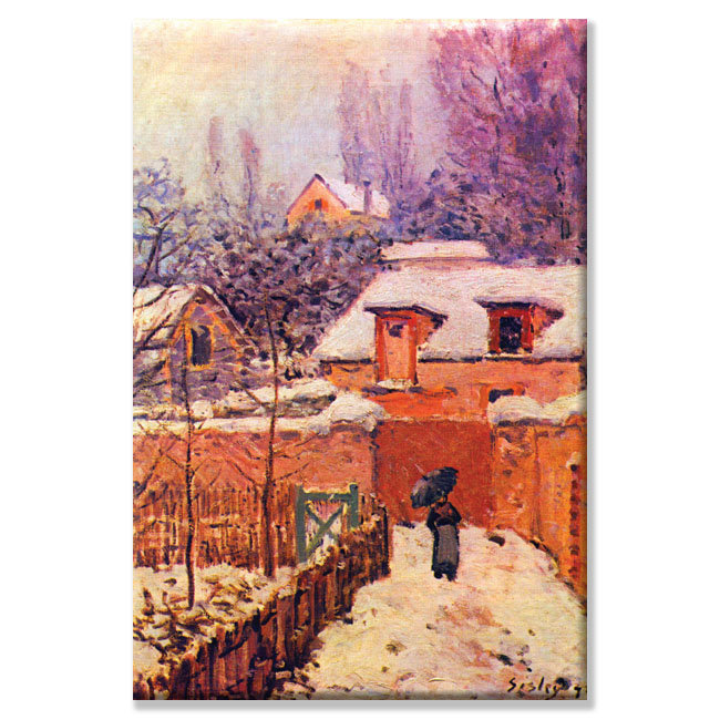 «Garden in the Snow» par Alfred Sisley - reproduction imprimée, H 36 po x l 24 po