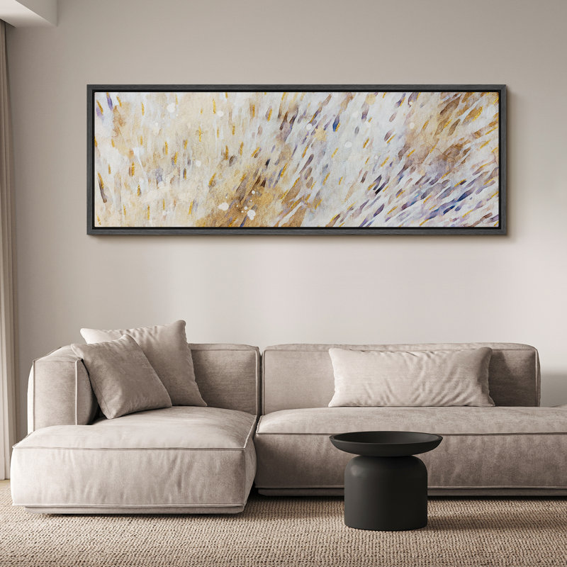 «Gentle Rain», reproduction abstraite à l'aquarelle sur toile, H 20 po x l 60 po, Noir, noir, noir, noir