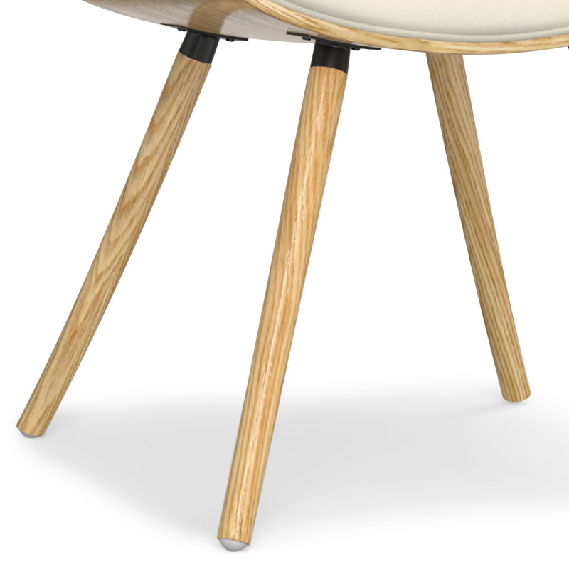 Malden Upholstered Dining Chair with Ergonomic Solid Wood Frame and Mid-Century Modern Style, Natural