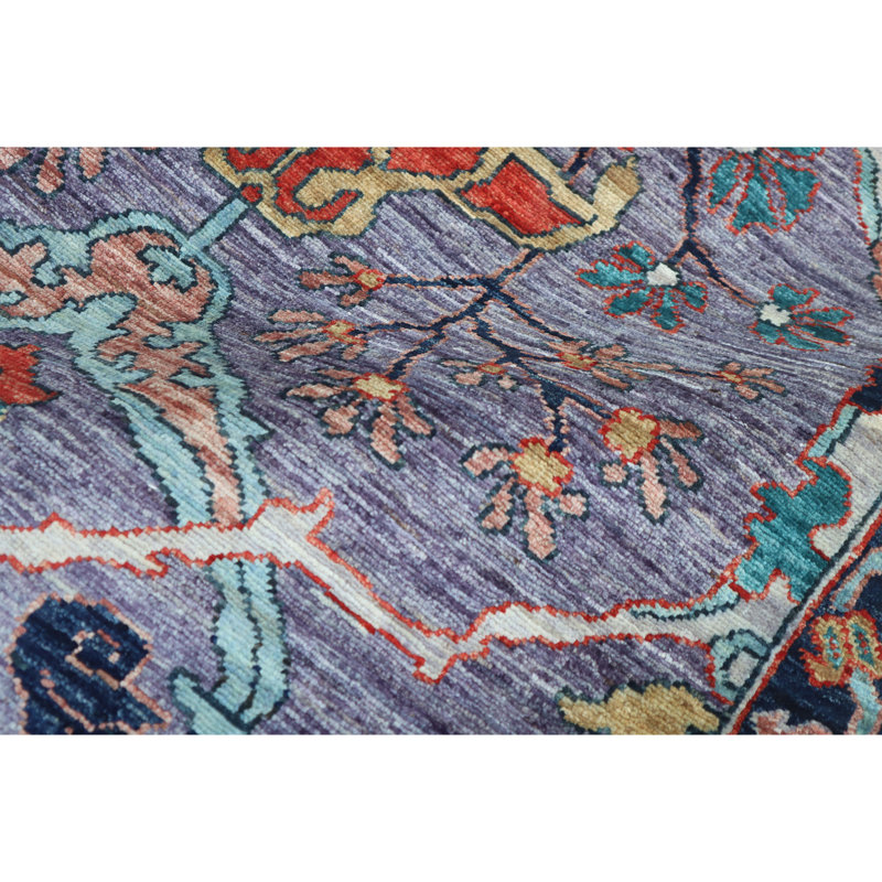 Hand Knotted Wool Area Rug in Violet