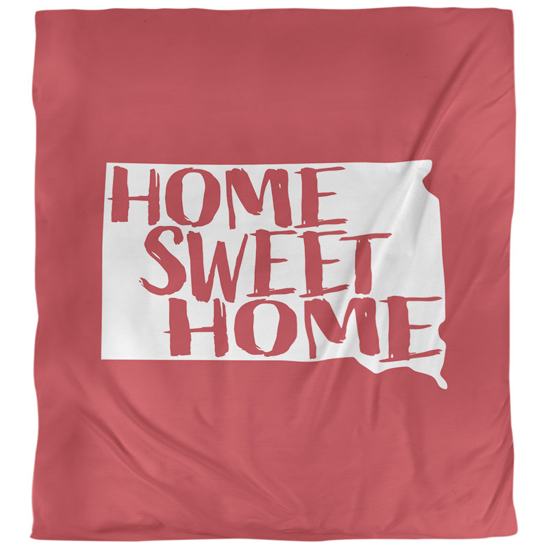 Housse de couette réversible Home Sweet South Dakota, Microfibre, Housse de couette pour grand lit, Rouge