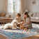 Non-Slip Machine Washable Red/Teal/Gray Oriental Area Rug