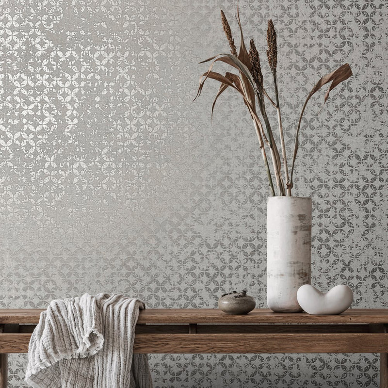 City Romance Collection Stippled Geometric Wallpaper Roll, Grey