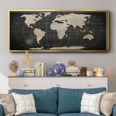 Carte du monde rétro - toile encadrée