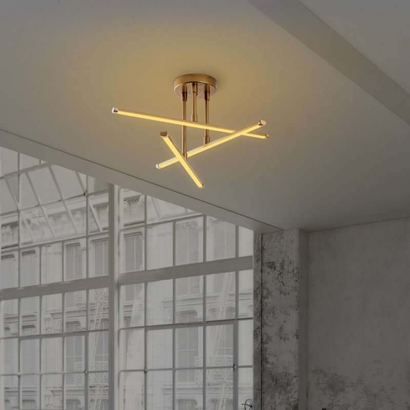 Élégant lustre doré, 20,1 po x 10,2 po | Corps en métal avec plaque de base (5,1 po de diamètre, 3 po de hauteur) | SMD DEL 18 W, 3 000 K | Éclairage élégant pour le salon, la salle à manger et le vestibule | Design moderne et finition durable
