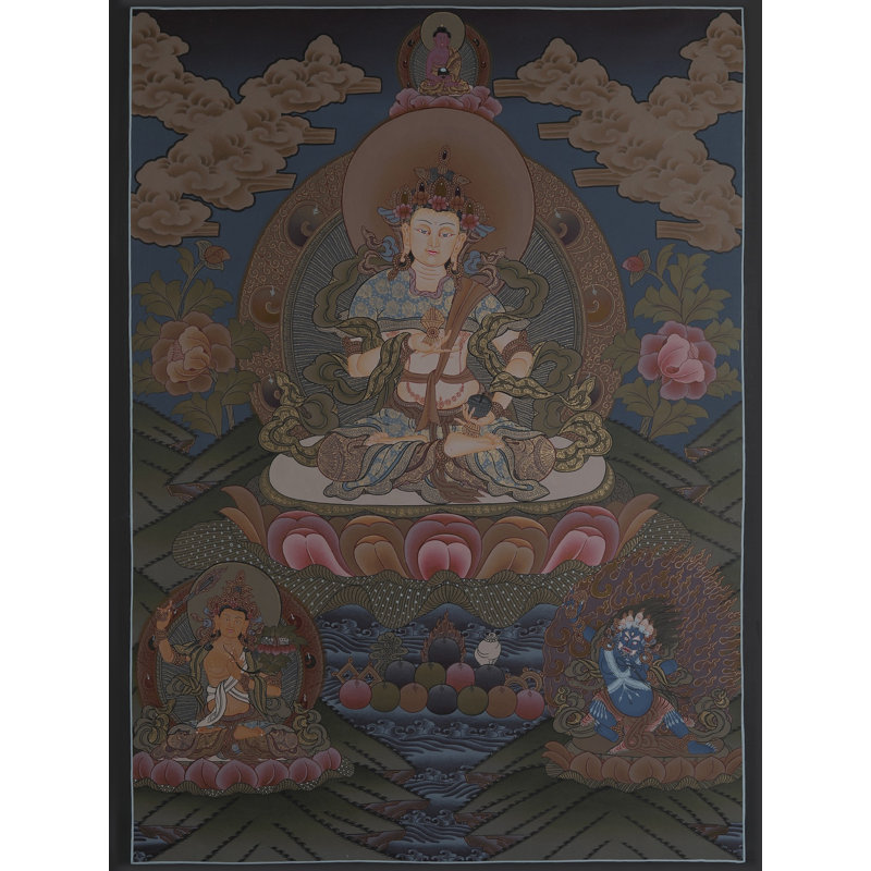 Vajrasattva - divinité bouddhiste tibétaine (Thangka Brocadeless)