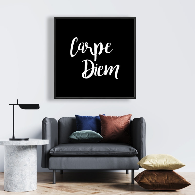 Toile encadrée blanche Carpe Diem | Décoration de chambre à coucher