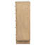 Commode haute Lno, 5 tiroirs décoratifs avec poignées en laiton, beige chêne