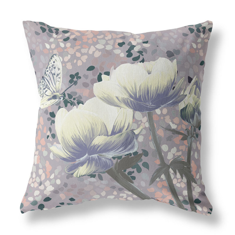 Coussin décoratif intérieur floral 16 "X 16", Jaune/gris