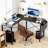 L Shaped Desk Gaming Computer 50 Inch Reversible Corner Table PC for Writing Study Student with Wood Tabletop Metal Frame CPU Stand Side Bag for Home Office Small Place,-1936910200