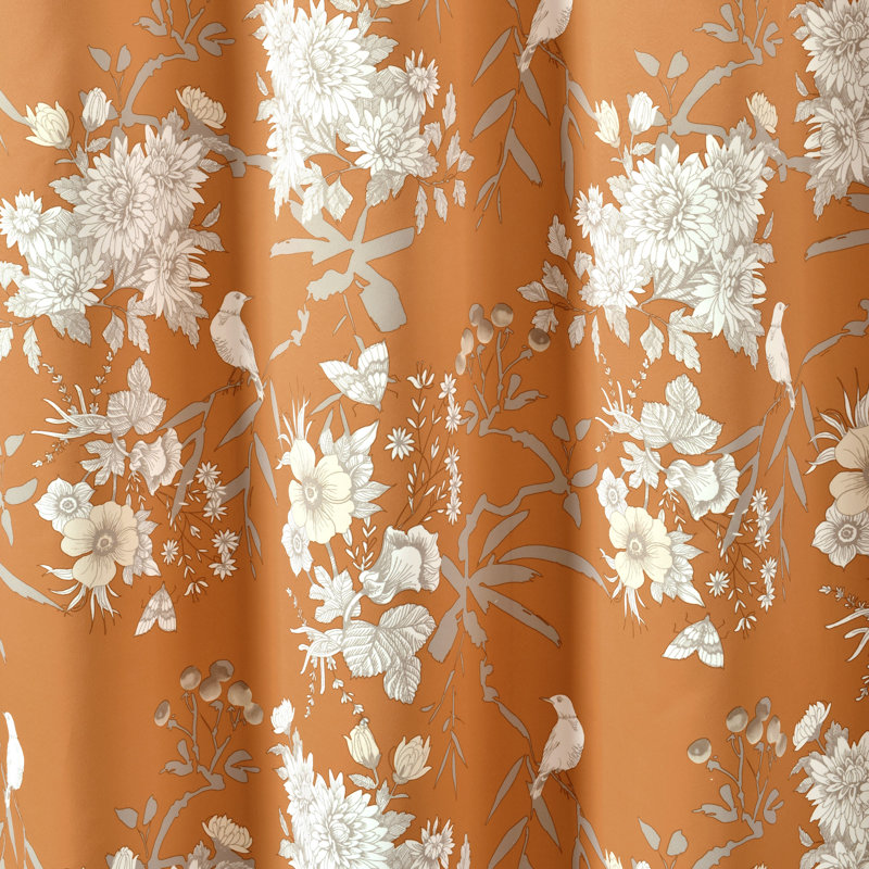 Panneaux de rideaux à motif floral obscurcissants et thermiques Botanical Garden, Orange, l 52" x L 84"
