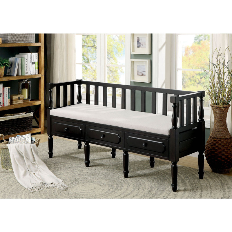 Drumkeeran Fabric Upholstered Storage Bench, Dark Walnut