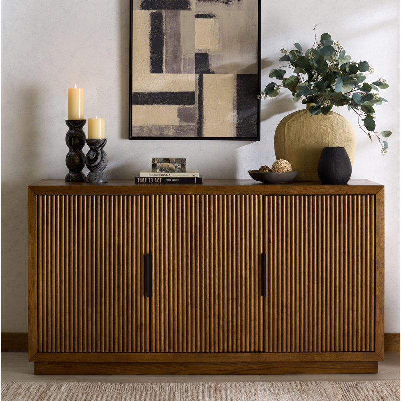 Carmelita 3 Door Reeded Sideboard, Medium Oak