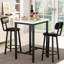 3-Piece Small Bar Table And Chairs Set, Modern Bar Table And Stools With Square Table And PU Stools, Breakfast Coffee Table For 2 With Footrest And For Home & Kitchen Dining Room