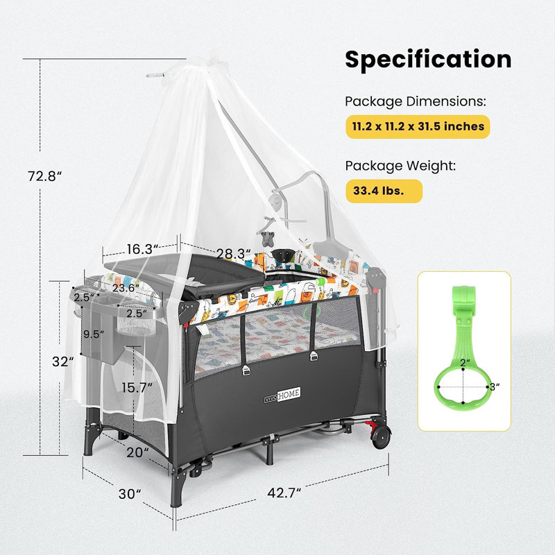 Bedside Crib with Mattress and Stand