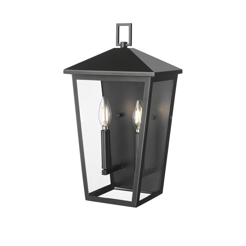 Cardona 1-Light Outdoor Wall Sconce - Powder Coated Black, 16.5" H x 9.25" W x 6.5" D