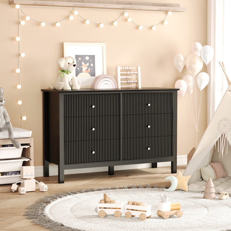 Commode 6 tiroirs Modern, Noir