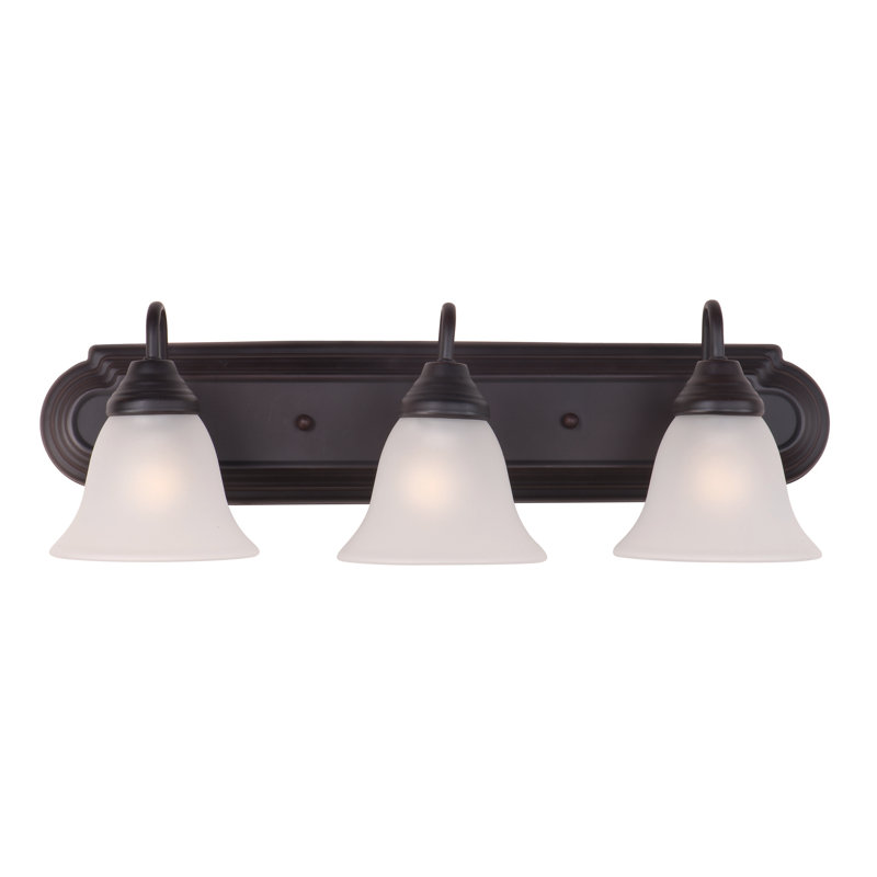 Éclairage pour salle de bain 3 lumières Vincente, Verre givré / bronze frotté à l'huile