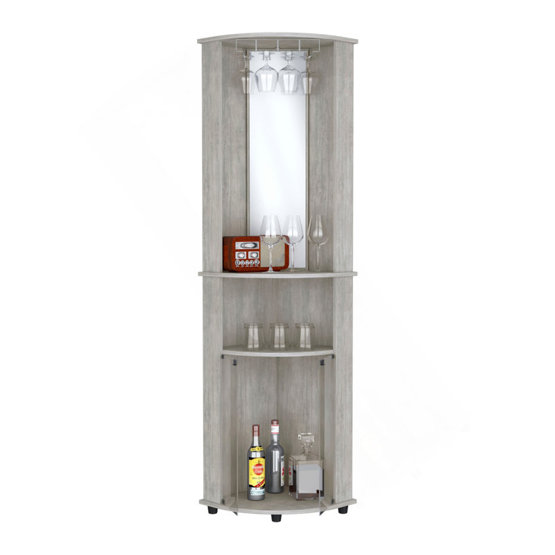 Armoire de bar de coin Chicago, support, porte en verre