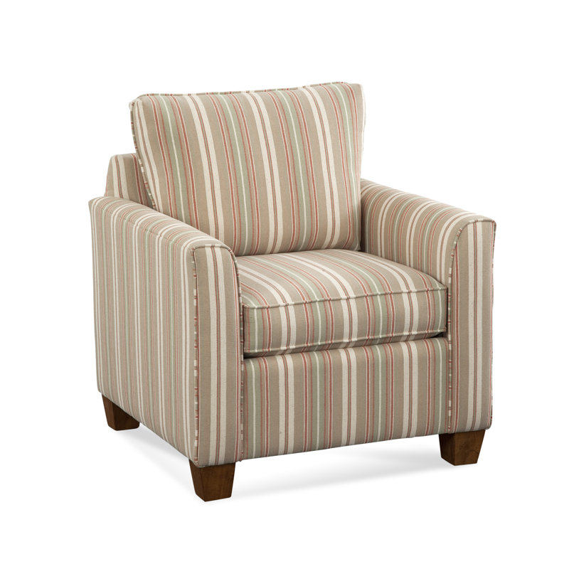 Chaise avec accoudoirs Charleston, Miel, Rayures bleues / beiges 0209-61