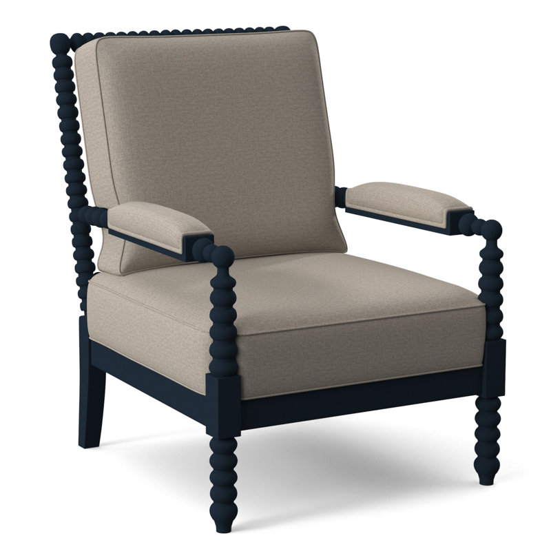 Jamilla Armchair, Beige Performance Fabric; 0851-73, Navy Finish