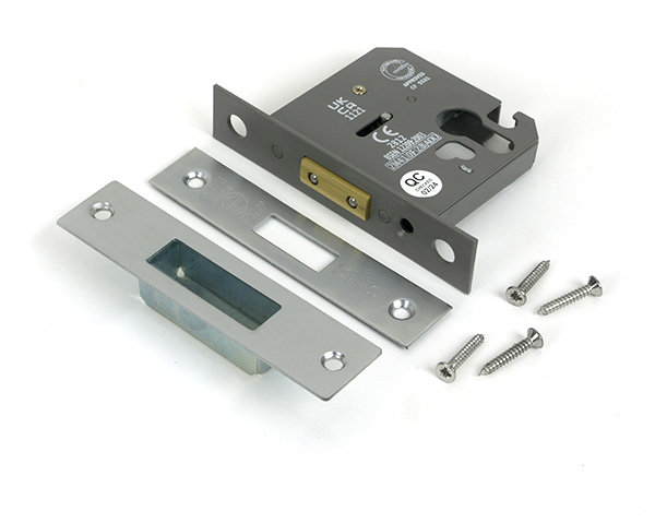 Polished Chrome 3" Euro Profile Dead Lock, Satin Chrome