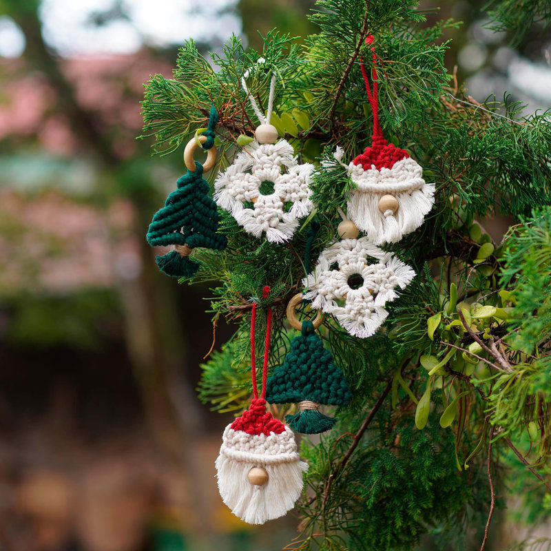 Ensemble de 6 décorations de Noël en coton tissé à la main Dakota Fields