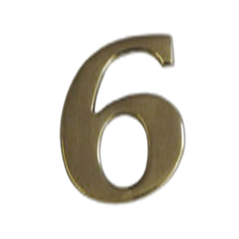 Kelesia 6cm H Reflective Metal House Number, Antique Brass, 6