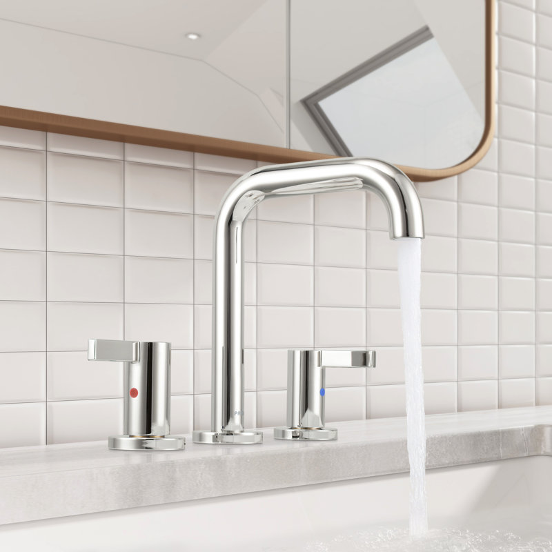 Widespread 2-handle Bathroom Faucet with Water Supply Lines, Polished Chrome