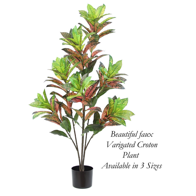 Faux Croton Plant in Pot Liner, 48" H x 22" W x 22" D