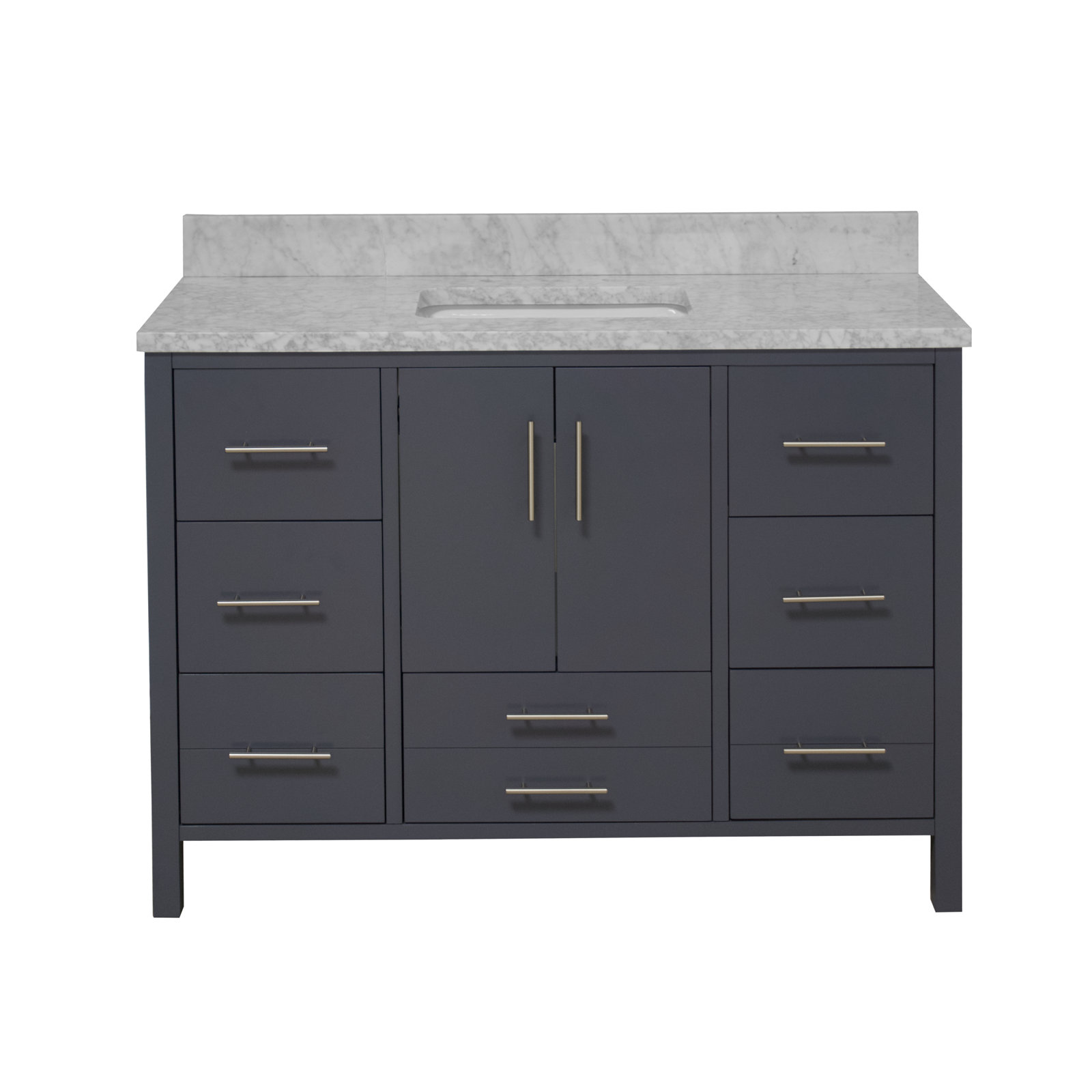 Kiara 48'' Single Bathroom Vanity, Marine Gray, Marble
