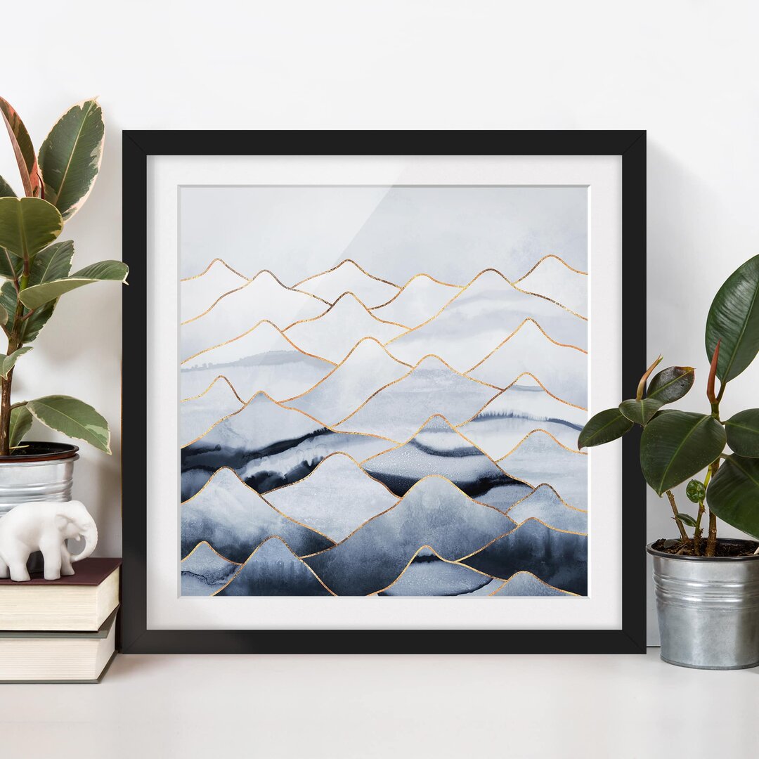 Gerahmtes Poster Mountains White Gold