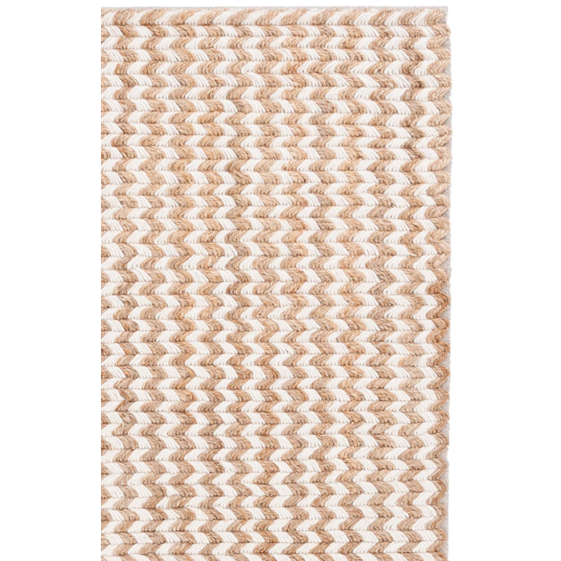 Altaira Natural Fiber Hand Loomed Jute/Wool/Cotton Chevron Rug in Natural/Ivory, Runner 2'3" x 8'