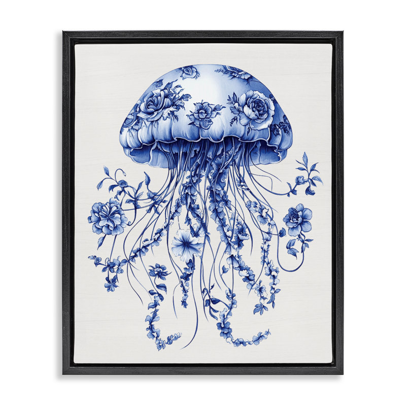 Cadre flottant Funky Jellyfish, Cadre flottant noir de jais, H 21 po x l 17 po