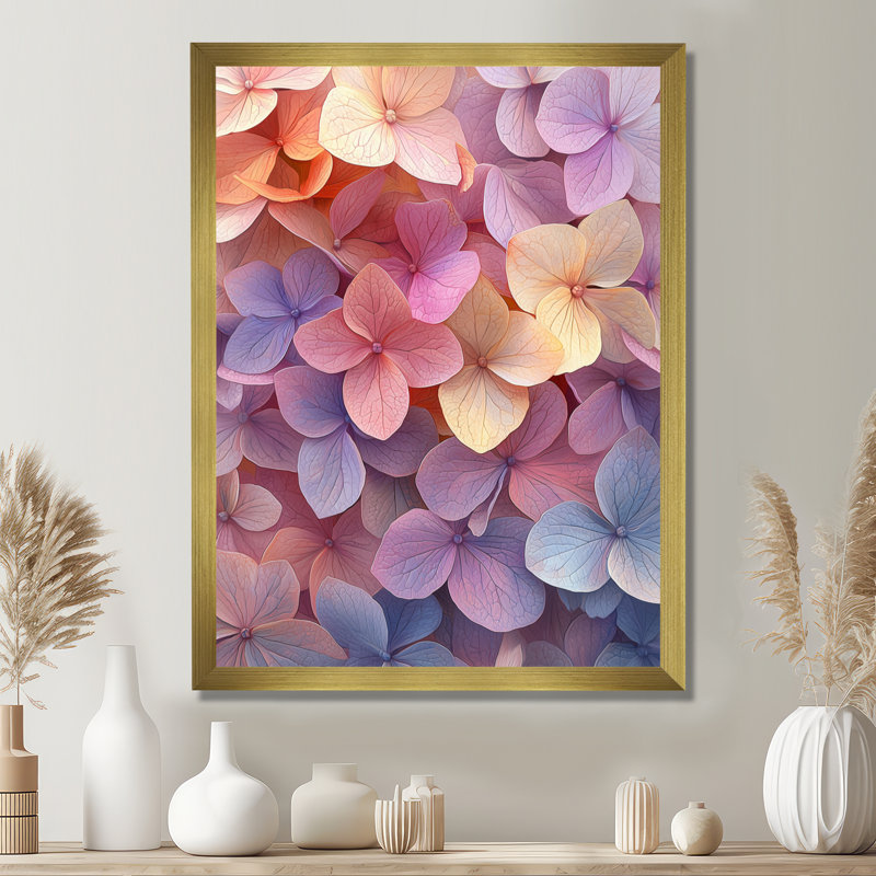 Casey - art mural floral, H 20 po x l 12 po, Picture Framed, Doré