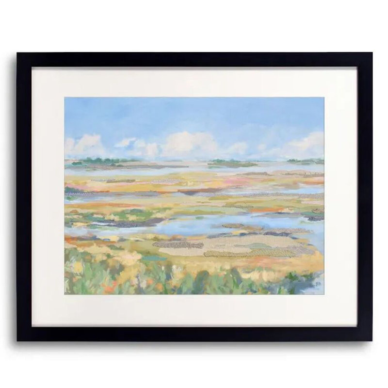 Lazy River 8 Print by Karin Olah, White, Black Single Picture Framed Paper, 18" H x 22" W