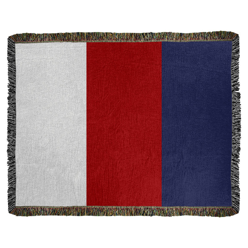 Jeté tissé Boston, l 50 po x L 60 po, Blanc/rouge/bleu